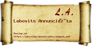 Lebovits Annunciáta névjegykártya